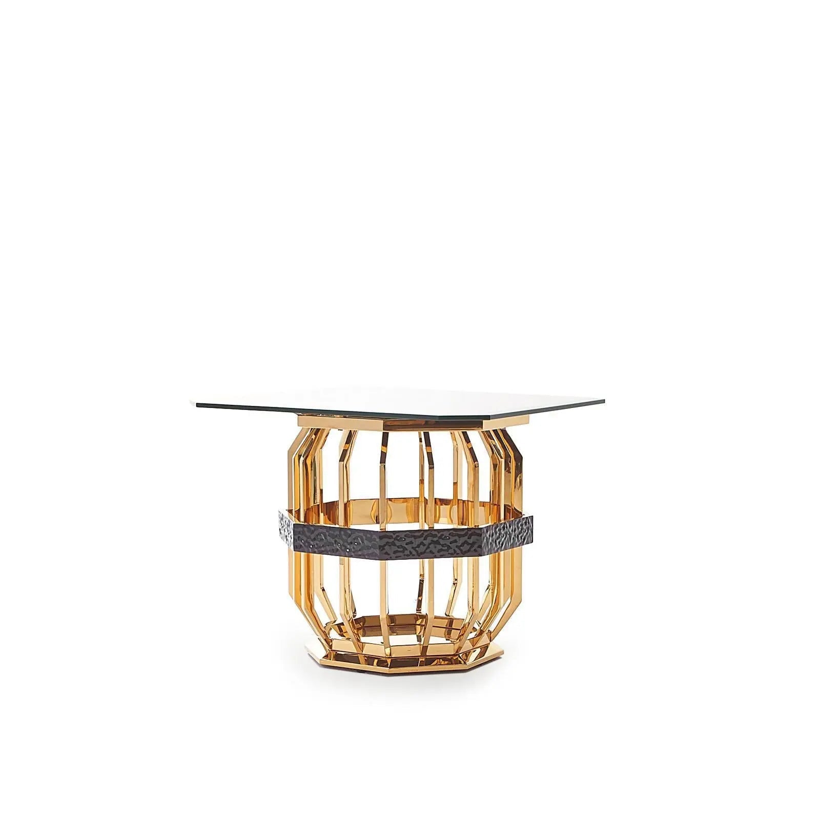 Milano Square Gold Glass Stylish End Table