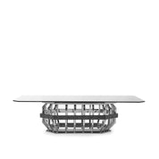Milano Polished Stainless Steel Base Rectagular Glass Dining Table RG