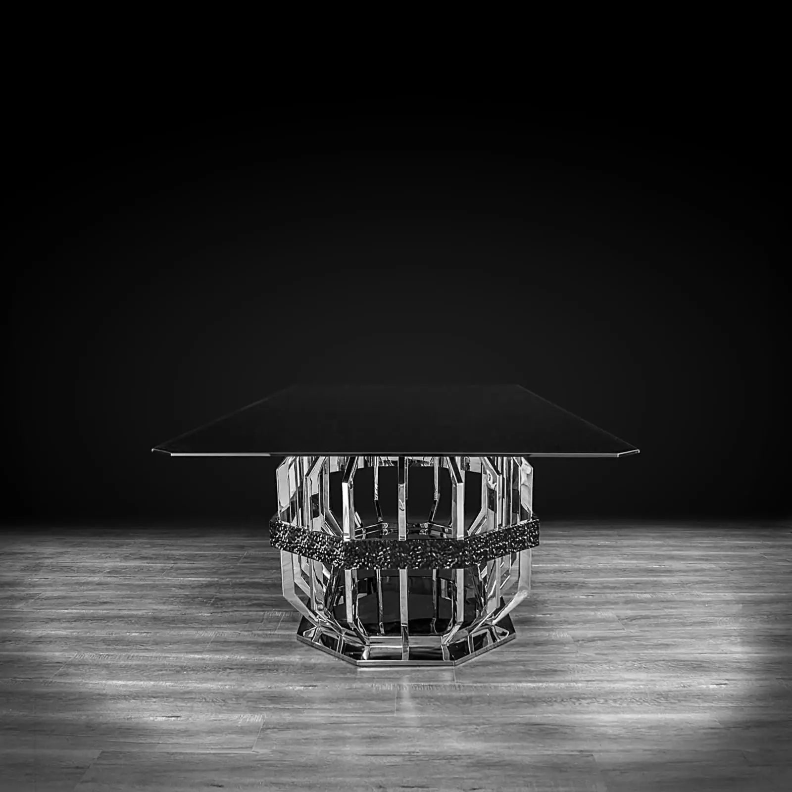 Milano Polished Stainless Steel Base Rectagular Glass Modern Dining Table RG