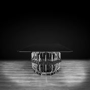 Milano Polished Stainless Steel Base Rectagular Glass Modern Dining Table RG