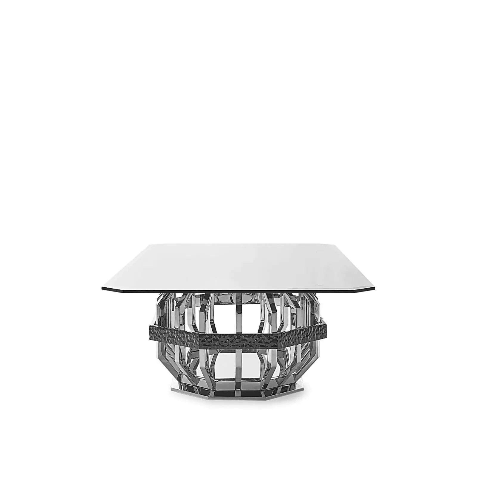 Milano Polished Stainless Steel Base Rectagular Glass Roberto Grassie Dining Table RG
