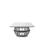 Milano Polished Stainless Steel Base Rectagular Glass Roberto Grassie Dining Table RG