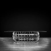 Milano Polished Stainless Steel Base Rectagular Glass Roberto Grassie Dining Table RG