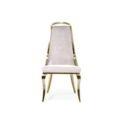 Milano Titanium Gold Polished Stainless Steel Base Beige Dining Chair