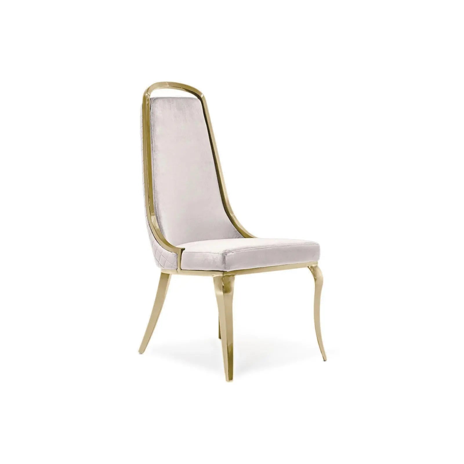 Milano Titanium Gold Polished Stainless Steel Base Beige Stylish Dining Chair