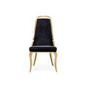 Milano Titanium Gold Polished Stainless Steel Base Black Dining Chair