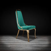 Milano Titanium Gold Polished Stainless Steel Base Dark Green Stylish Dining Chair