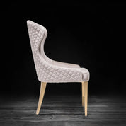 Modena Titanium Gold Polished Stainless Steel Base Beige Roberto Grassie Dining Chair