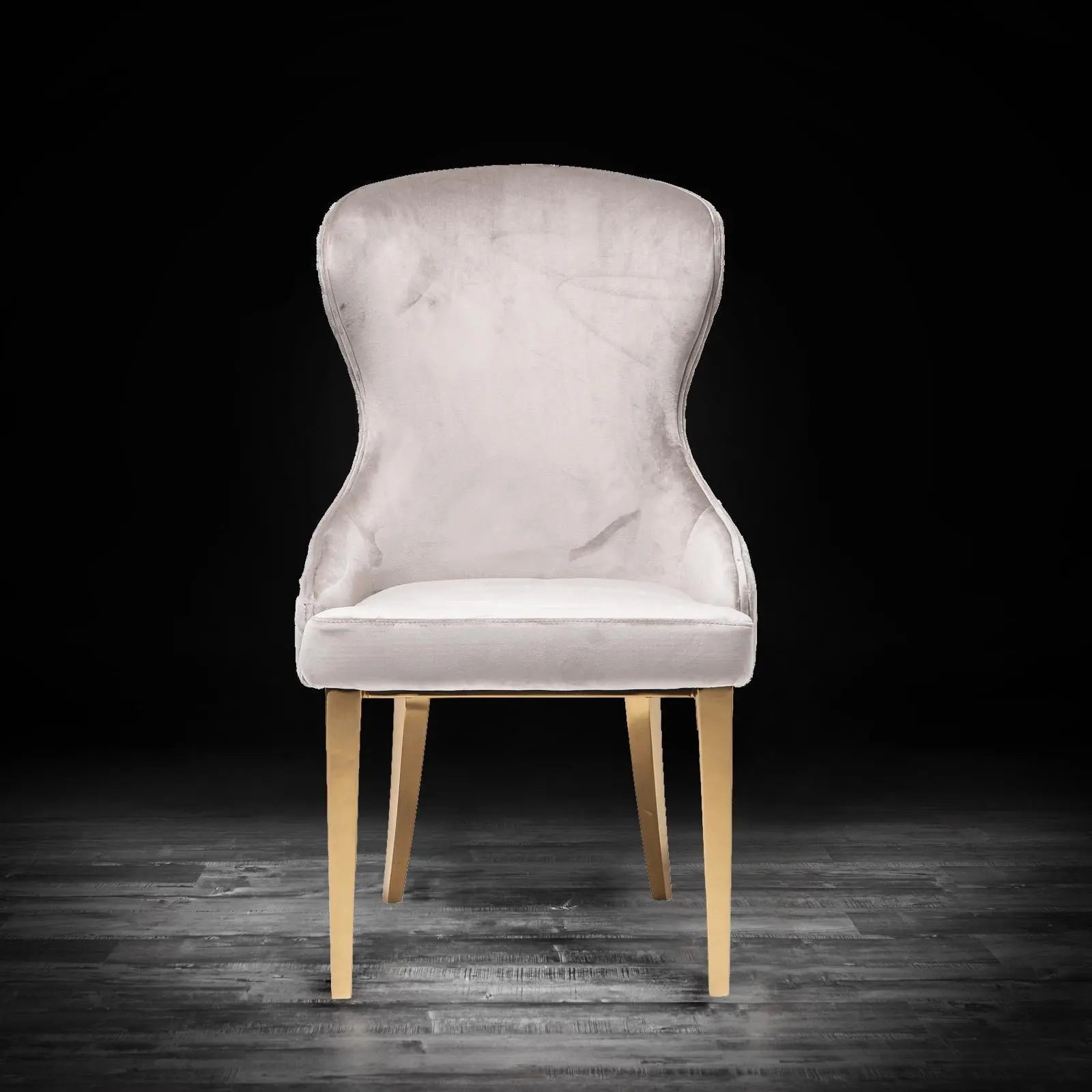 Modena Titanium Gold Polished Stainless Steel Base Beige Stylish Dining Chair