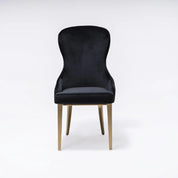 Modena Titanium Gold Polished Stainless Steel Base Black Dining Chair
