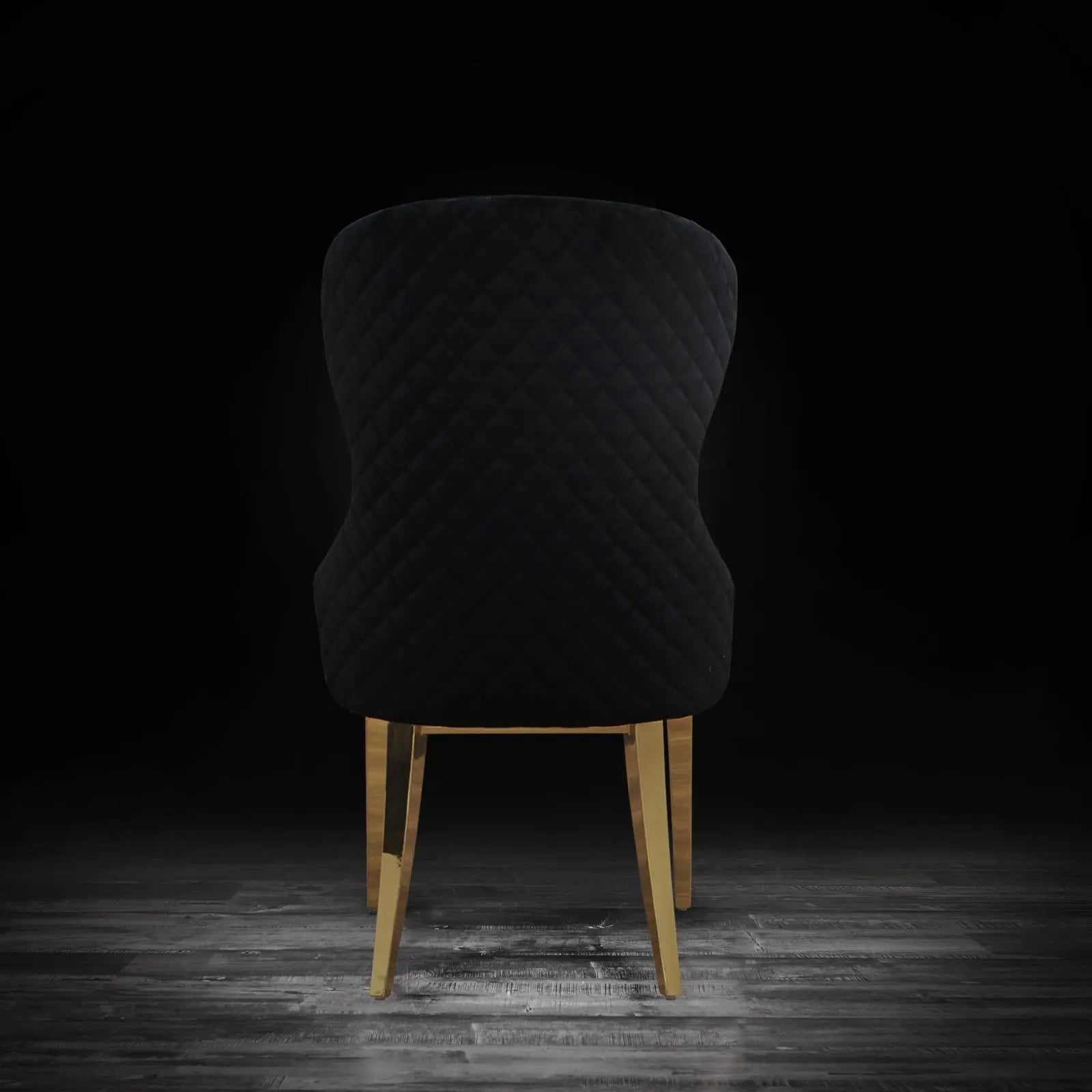 Modena Titanium Gold Polished Stainless Steel Base Black Luxury Dining Chair
