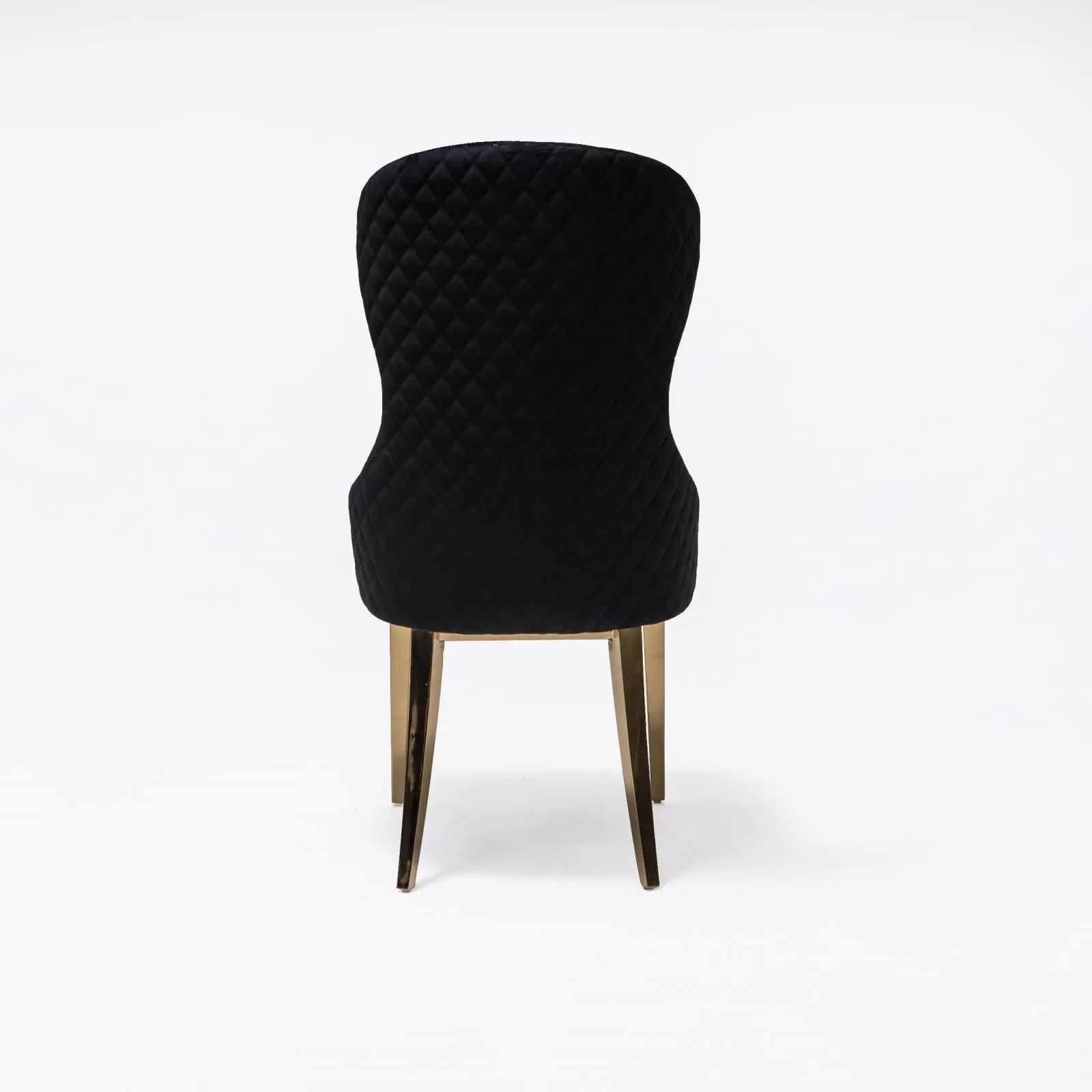 Modena Titanium Gold Polished Stainless Steel Base Black Modern Dining Chair