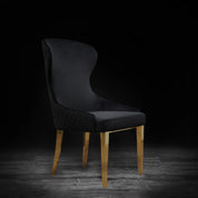 Modena Titanium Gold Polished Stainless Steel Base Black Modern Dining Chair