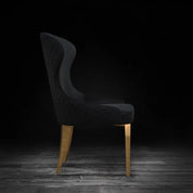 Modena Titanium Gold Polished Stainless Steel Base Black Roberto Grassie Dining Chair