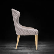 Modena Titanium Gold Polished Stainless Steel Base Taupe Roberto Grassie Dining Chair