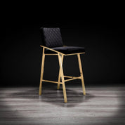 Nolan Titanium Gold Brushed Stainless Steel Base Black Modern Counter Stool