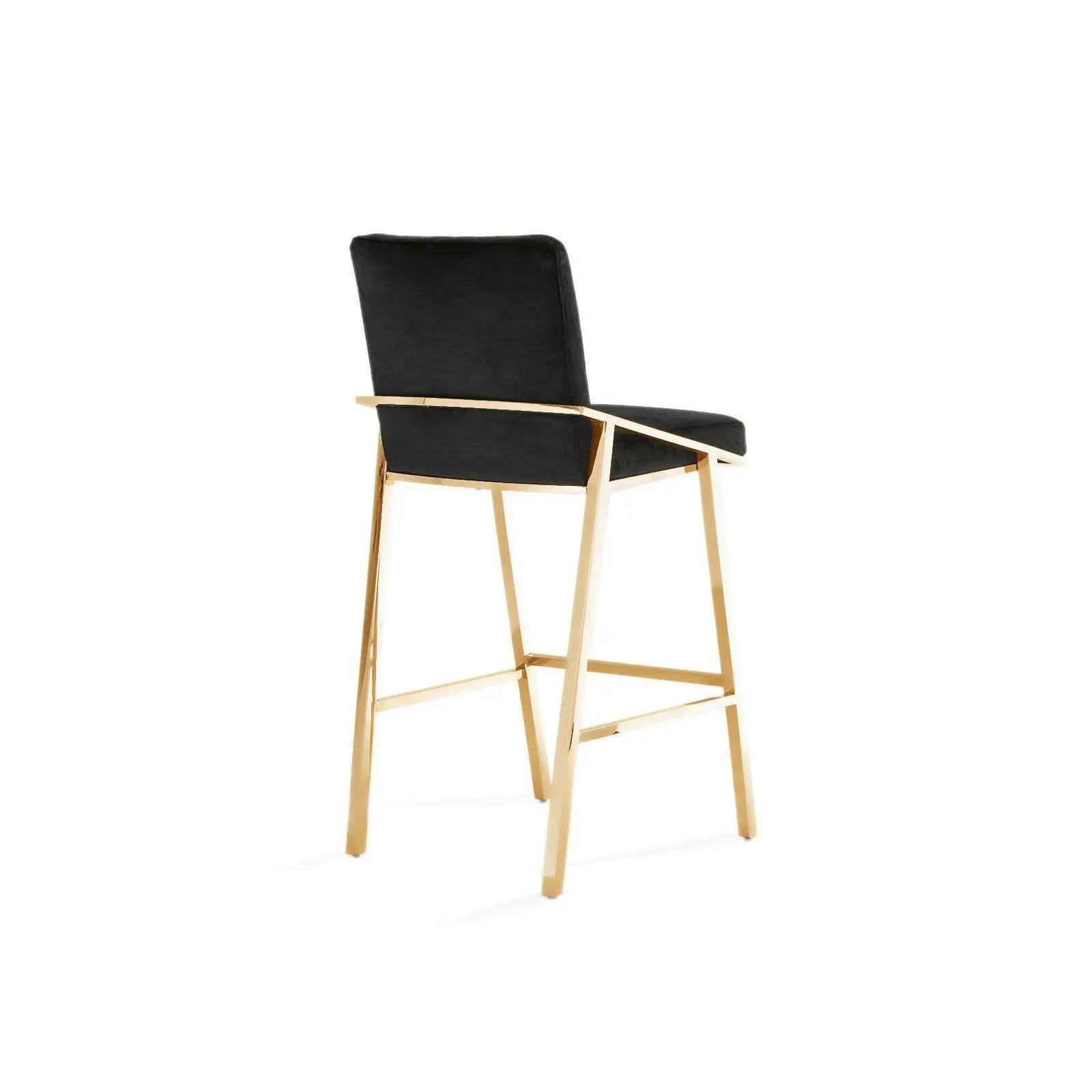 Nolan Titanium Gold Brushed Stainless Steel Base Black Roberto Grassie Counter Stool
