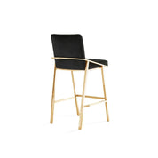 Nolan Titanium Gold Brushed Stainless Steel Base Black Roberto Grassie Counter Stool