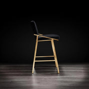 Nolan Titanium Gold Brushed Stainless Steel Base Black Stylish Counter Stool