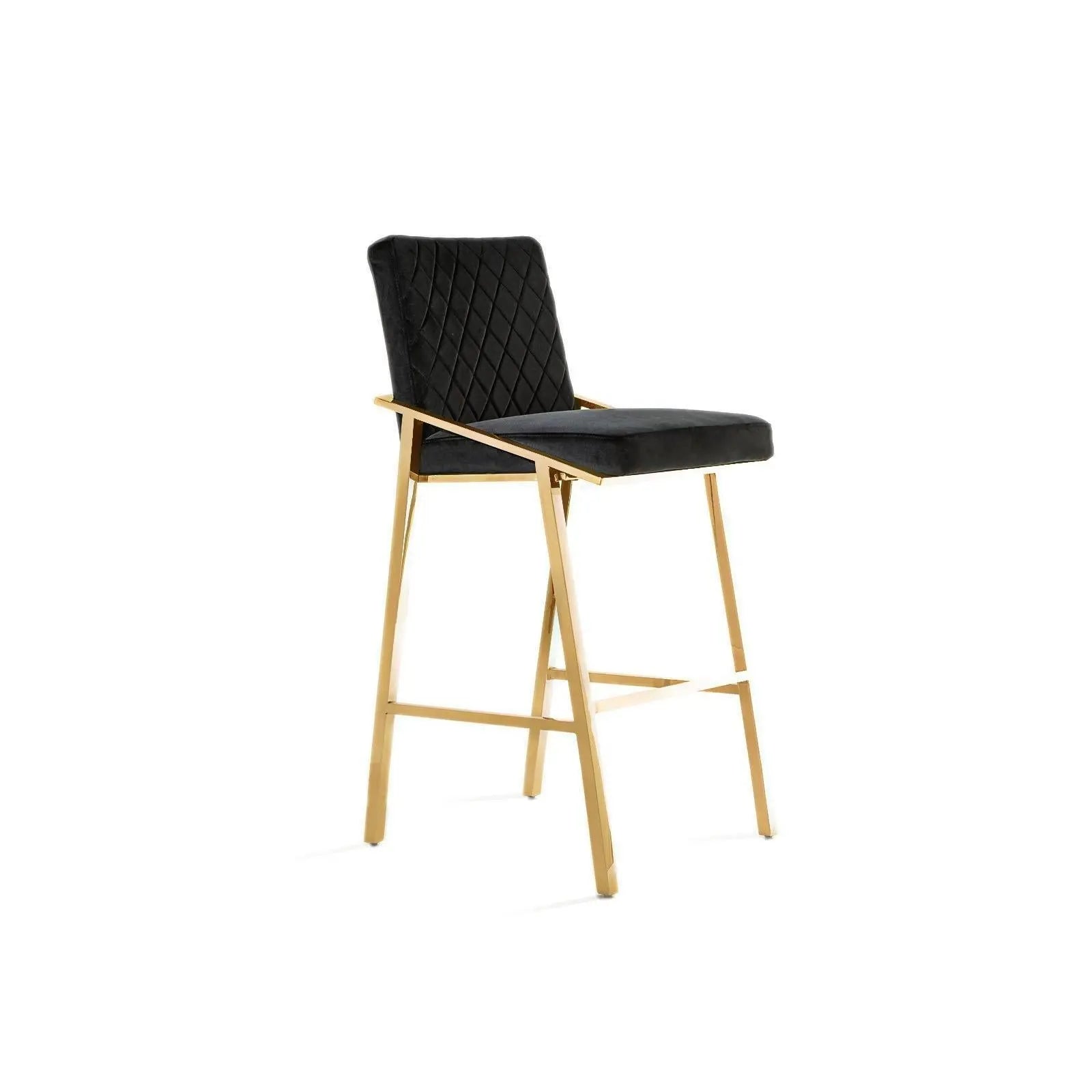 Nolan Titanium Gold Brushed Stainless Steel Base Black Stylish Counter Stool