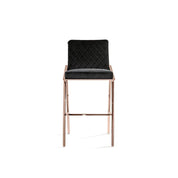 Nolan Rose Gold Polished Stainless Steel Base Black Counter Stool