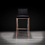 Nolan Rose Gold Polished Stainless Steel Base Black Modern Bar Stool