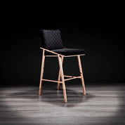 Nolan Rose Gold Polished Stainless Steel Base Black Roberto Grassie Counter Stool
