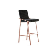 Nolan Rose Gold Polished Stainless Steel Base Black Stylish Bar Stool