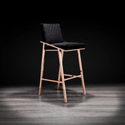 Nolan Rose Gold Polished Stainless Steel Base Black Stylish Bar Stool