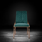 Nolan Rose Gold Polished Stainless Steel Base Dark Green Stylish Dining Chair