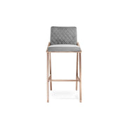 Nolan Rose Gold Polished Stainless Steel Base Gray Bar Stool