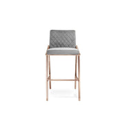 Nolan Rose Gold Polished Stainless Steel Base Gray Counter Stool