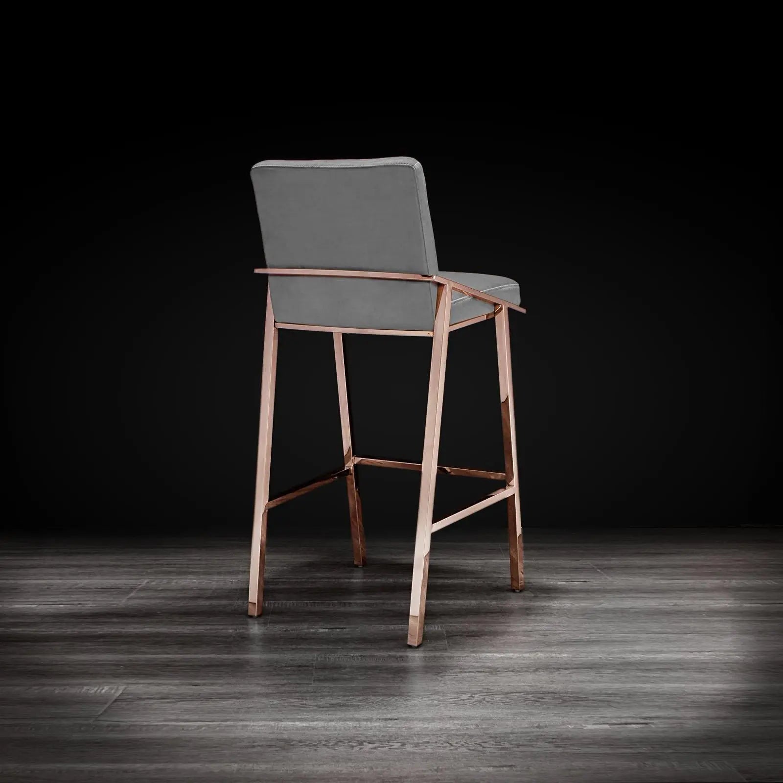 Nolan Rose Gold Polished Stainless Steel Base Gray Modern Bar Stool