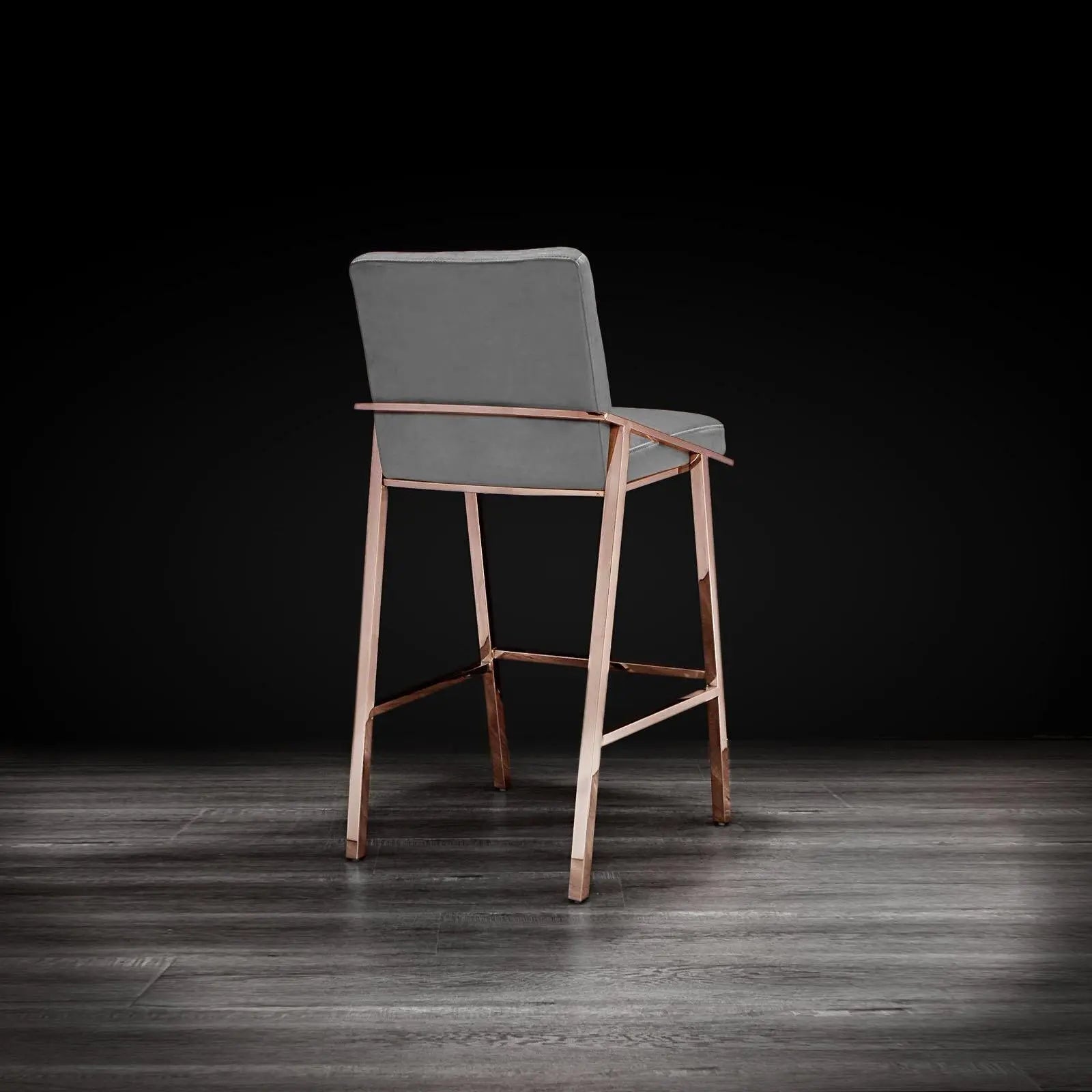 Nolan Rose Gold Polished Stainless Steel Base Gray Modern Counter Stool