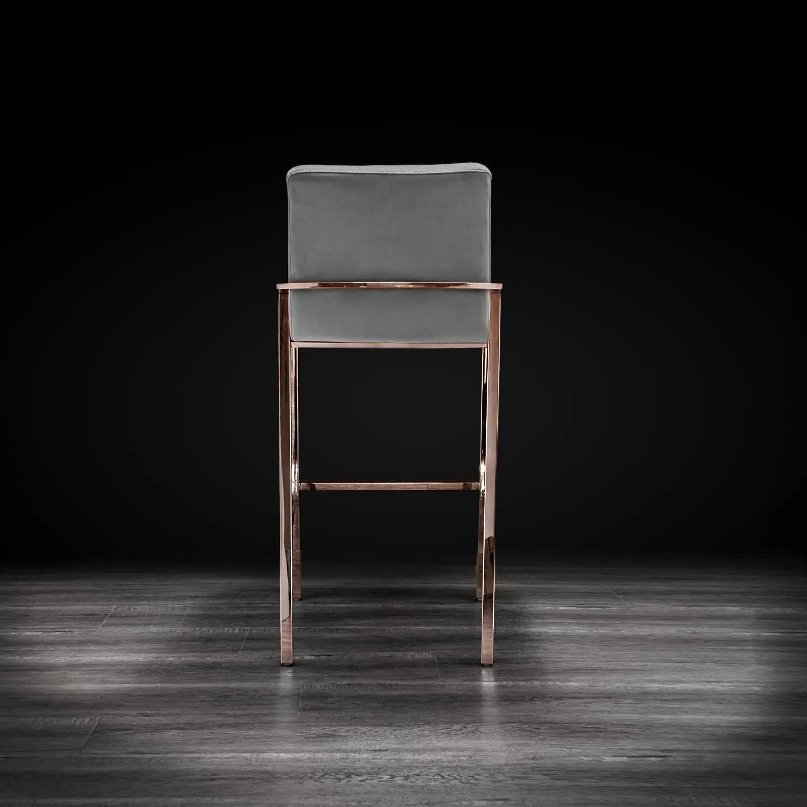 Nolan Rose Gold Polished Stainless Steel Base Gray Stylish Bar Stool