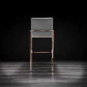 Nolan Rose Gold Polished Stainless Steel Base Gray Stylish Bar Stool