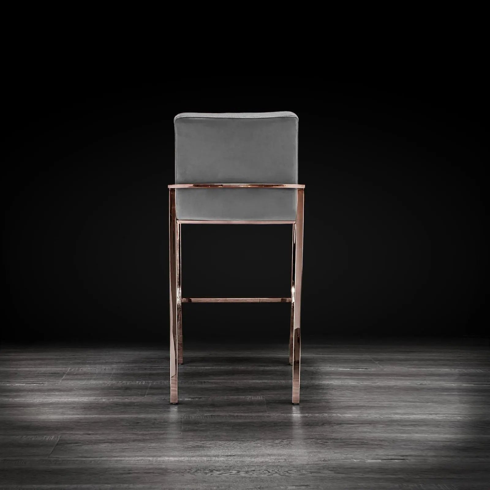 Nolan Rose Gold Polished Stainless Steel Base Gray Stylish Counter Stool