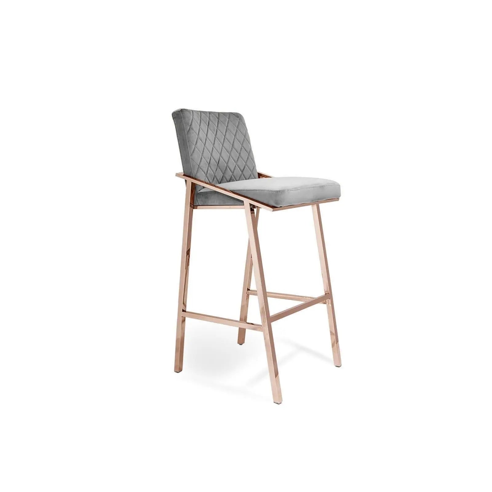 Nolan Rose Gold Polished Stainless Steel Base Gray Stylish Bar Stool