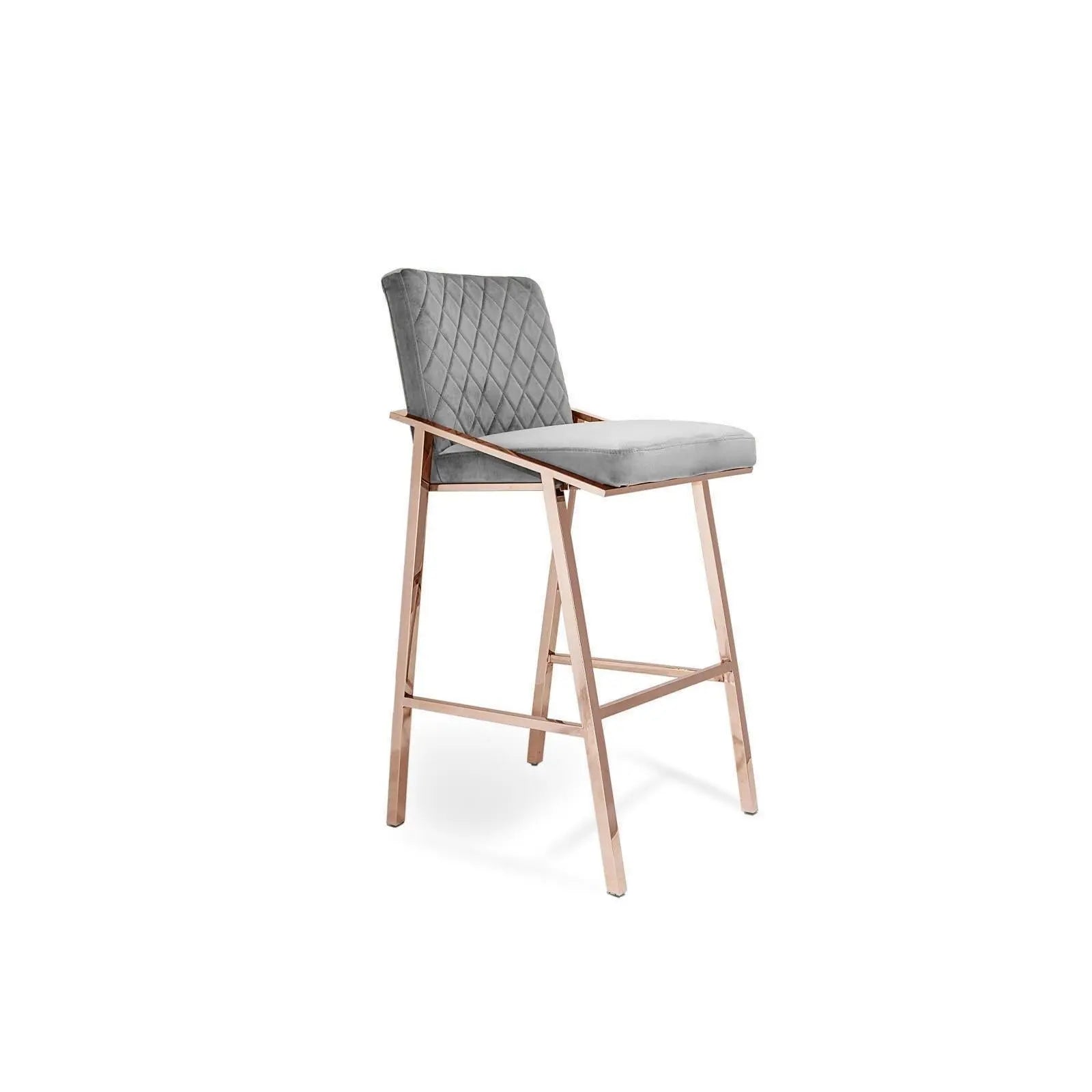 Nolan Rose Gold Polished Stainless Steel Base Gray Stylish Counter Stool