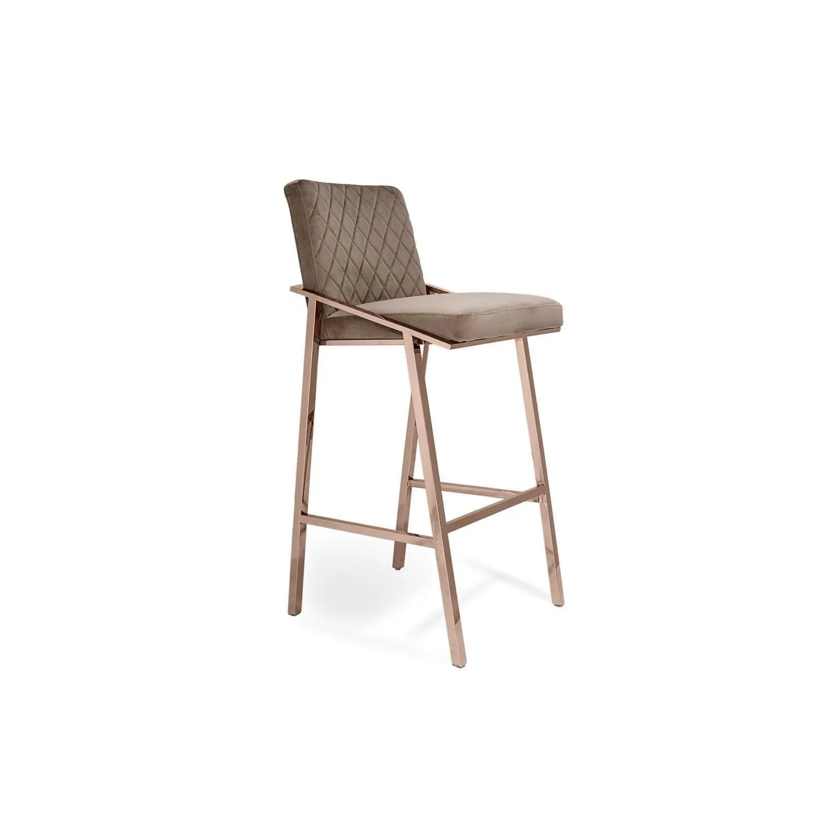 Nolan Rose Gold Polished Stainless Steel Base Taupe Stylish Bar Stool