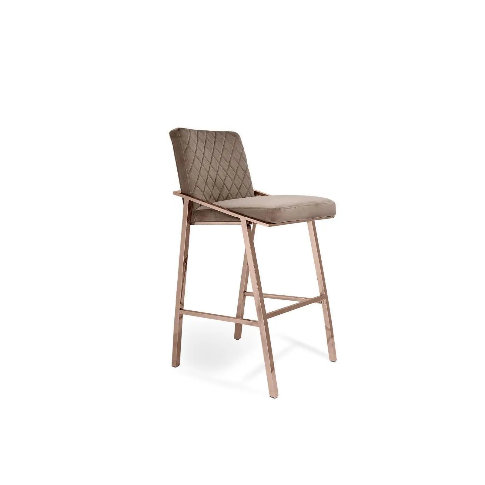 Nolan Rose Gold Polished Stainless Steel Base Taupe Stylish Counter Stool