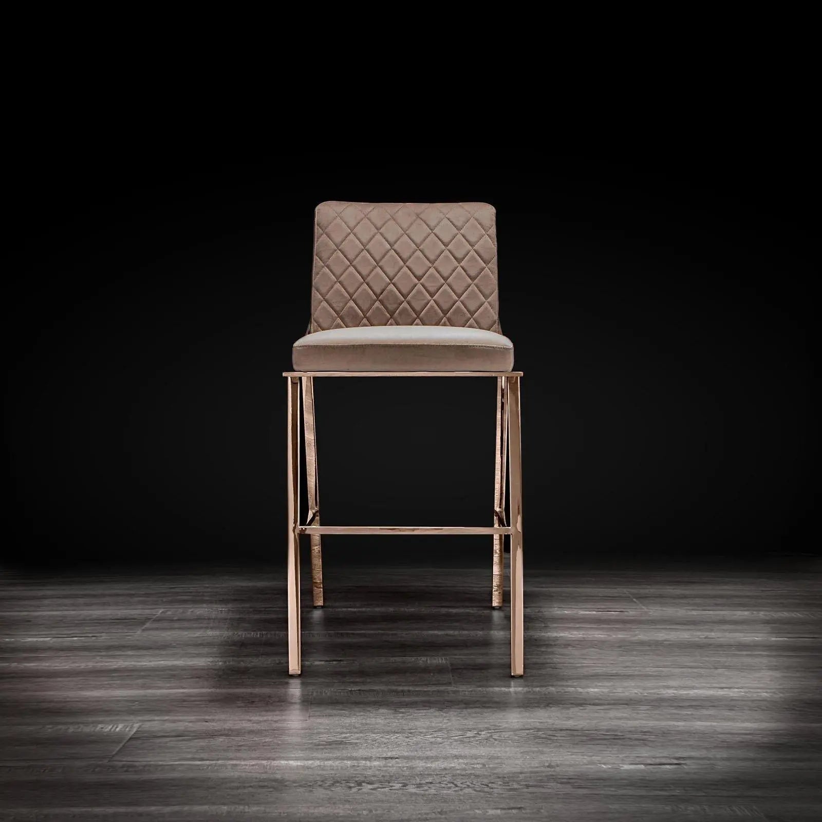 Nolan Rose Gold Polished Stainless Steel Base Taupe Stylish Counter Stool