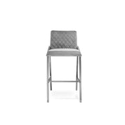 Nolan Polished Stainless Steel Base Gray Counter Stool
