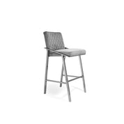 Nolan Polished Stainless Steel Base Gray Stylish Counter Stool