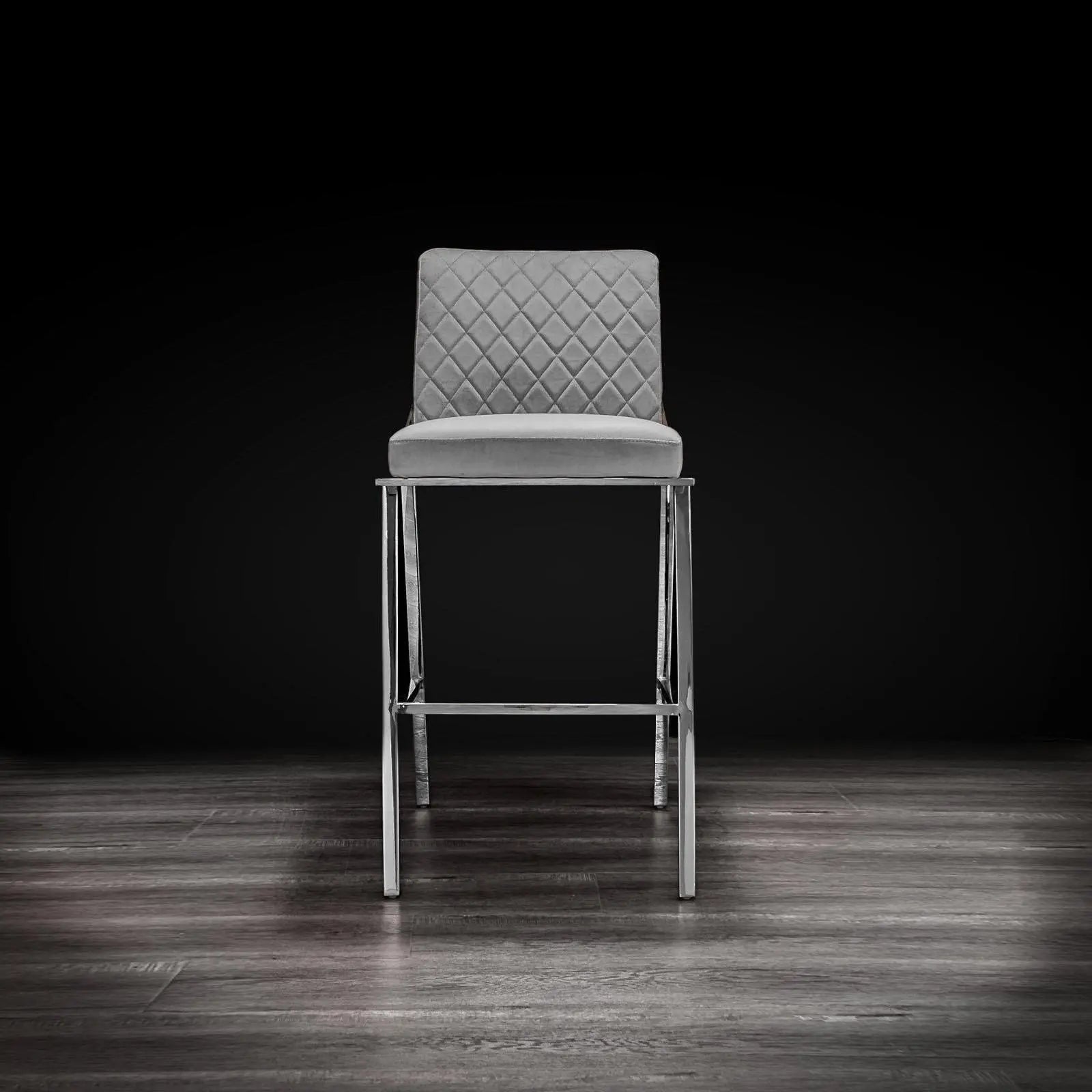 Nolan Polished Stainless Steel Base Gray Stylish Counter Stool