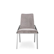 Nolan Polished Stainless Steel Base Taupe Dining Chair