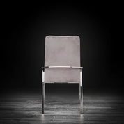 Nolan Polished Stainless Steel Base Taupe Luxury Dining Chair