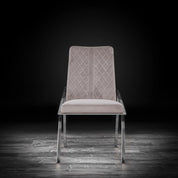 Nolan Polished Stainless Steel Base Taupe Stylish Dining Chair