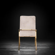 Nolan Titanium Gold Polished Stainless Steel Base Beige Luxury Dining Chair