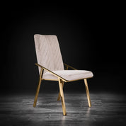 Nolan Titanium Gold Polished Stainless Steel Base Beige Modern Dining Chair